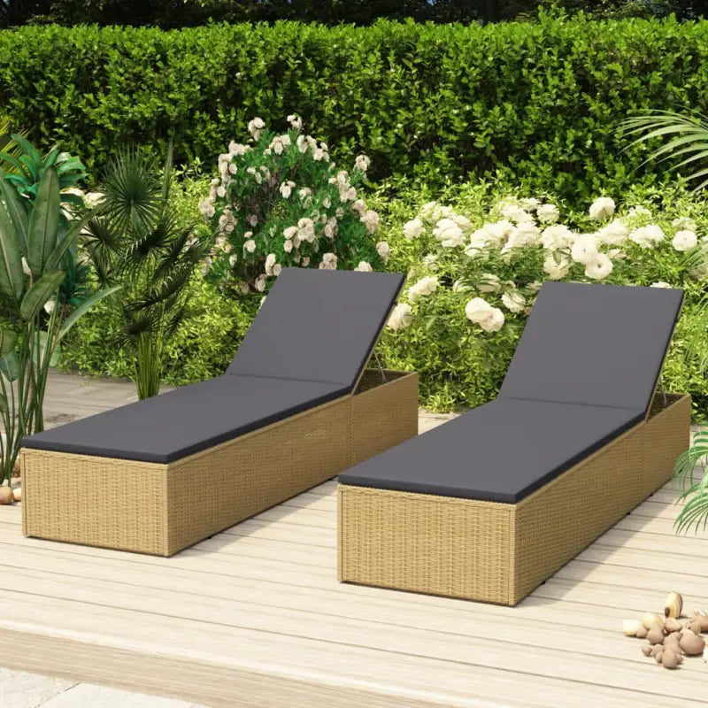 Loungebed met gepoedercoat staal voor tuin en zwembad gebruik - Bruin en donkergrijs / 1 / Ja - Ligstoelen