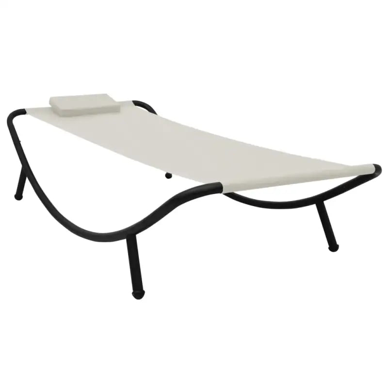 Loungebed voor tuin terras en strand van weerbestendig oxford stof - Crème / 200 x 90 cm - Tuinbedden