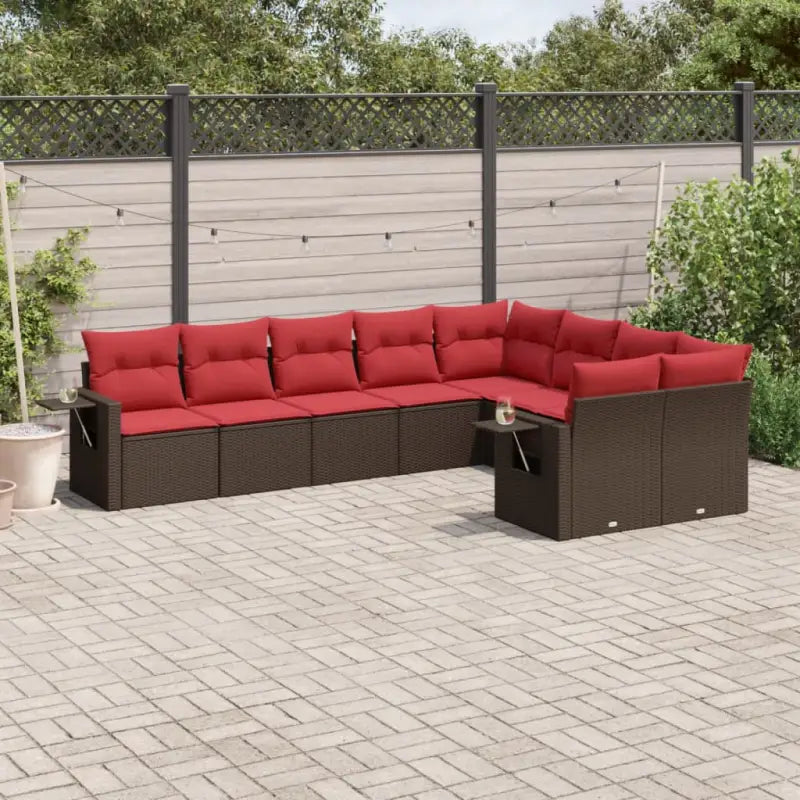 Loungeset in bruin materiaal met gepoedercoat staal en afmetingen - Bruin / Zonder tafel - Tuinsets