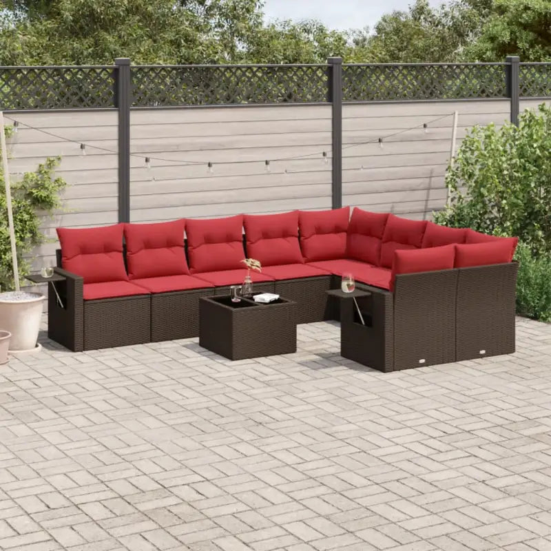 Loungeset in bruin materiaal met gepoedercoat staal en afmetingen - Tuinsets