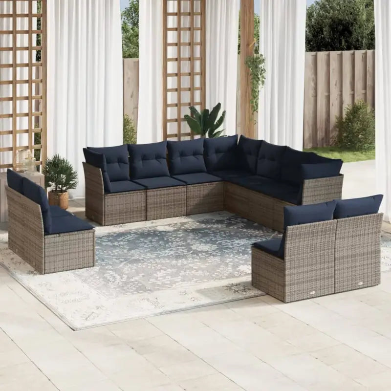 Loungeset in bruin materiaal met gepoedercoat staal en poly rattan - Beige en grijs / Zonder tafel - Tuinsets