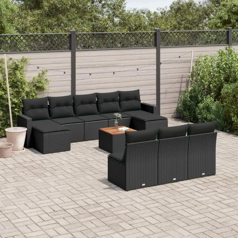 Loungeset in gemengd beige materiaal voor gezellige buitenruimtes - Zwart - Tuinsets