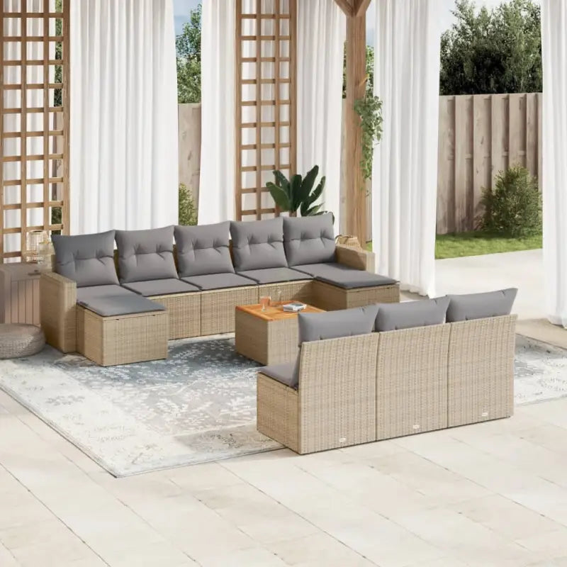 Loungeset in gemengd beige materiaal voor gezellige buitenruimtes - Tuinsets