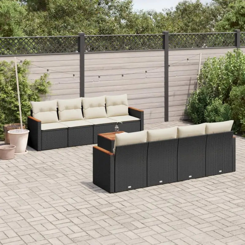 Loungeset in gemengd beige materiaal voor ontspannen buitentijd - Zwart en crème - Tuinsets