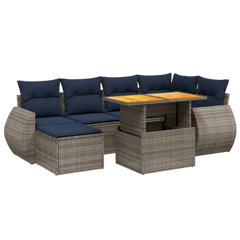 Loungeset in grijs materiaal met gepoedercoat staal en afmetingen - Grijs / zonder opbergruimte - Tuinsets