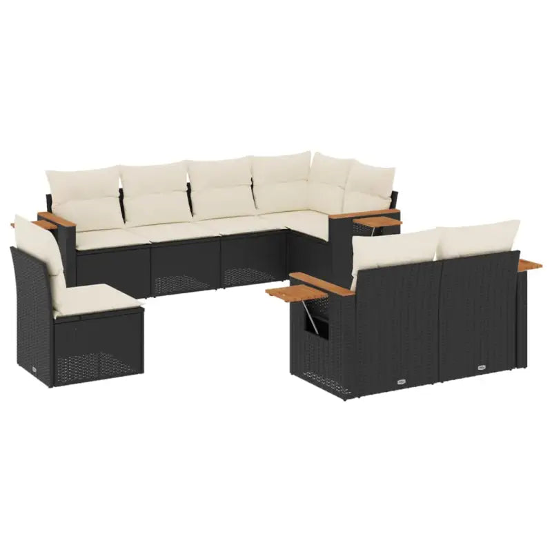 Loungeset in zwart materiaal met gepoedercoat staal en comfortabele afmetingen - Tuinsets