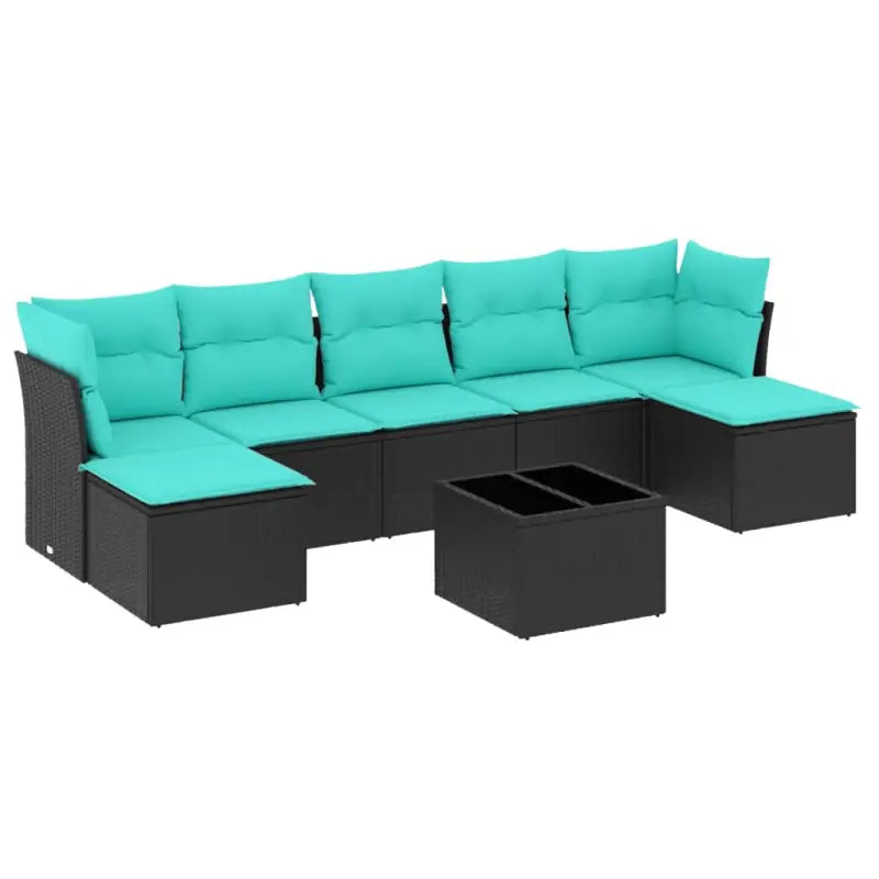 Loungeset in zwart materiaal met gepoedercoat staal voor tuin en terras - Tuinsets