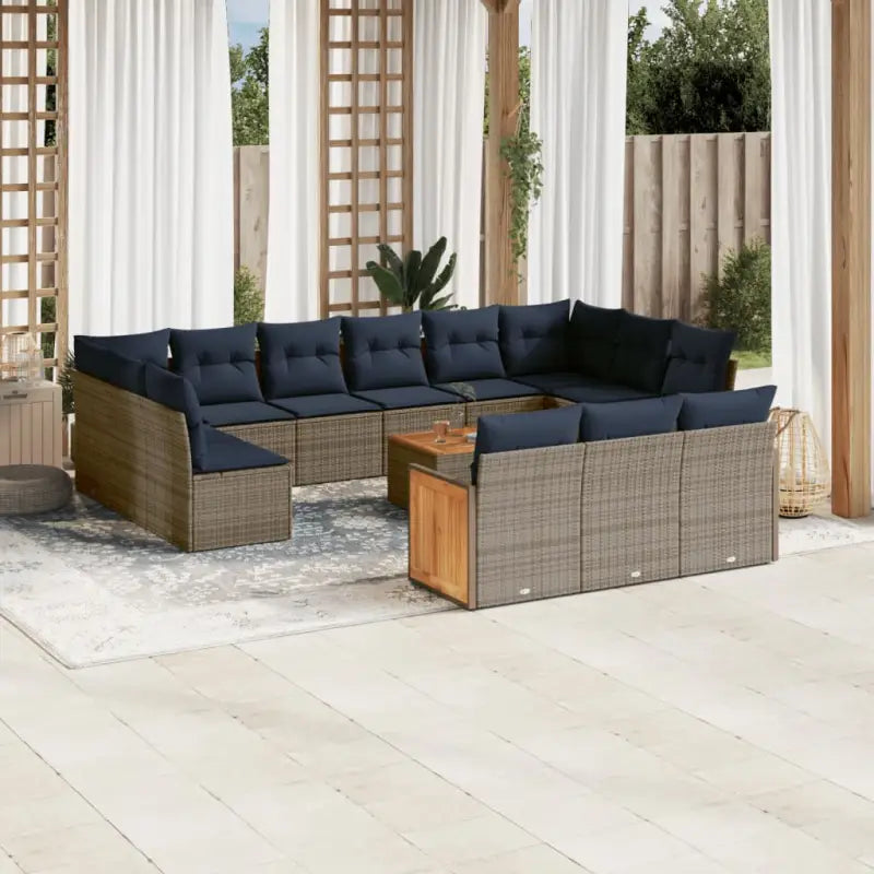 Loungeset met waterdichte zak en grijs materiaal van gepoedercoat staal - Grijs en blauw / Met tafel - Tuinsets