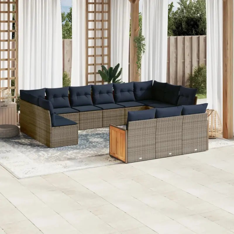 Loungeset met waterdichte zak en grijs materiaal van gepoedercoat staal - Grijs en blauw / Zonder tafel - Tuinsets