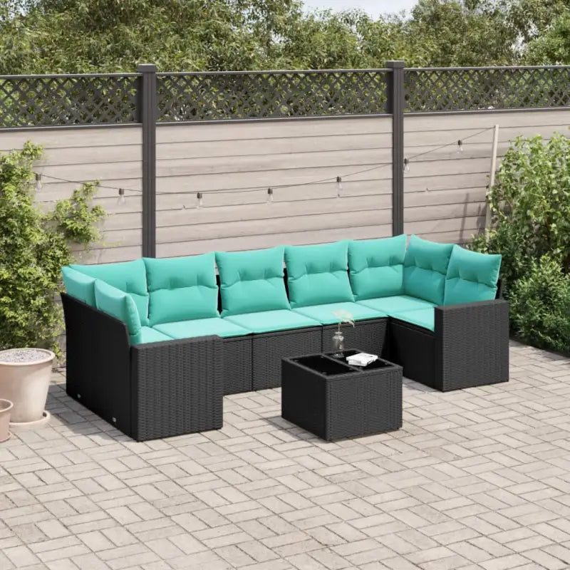 Loungeset met zwart materiaal en gepoedercoat staal voor buiten - Zwart en blauw - Tuinsets
