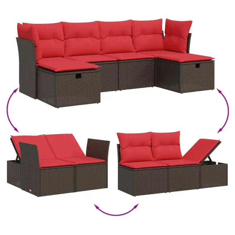 Loungeset van bruin gepoedercoat staal met comfortabele afmetingen - Tuinsets