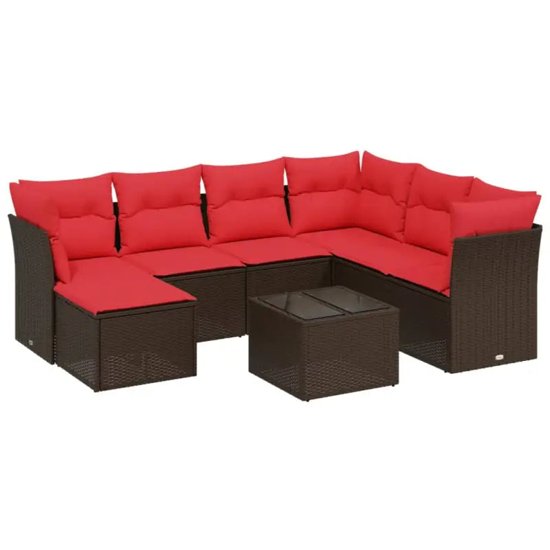 Loungeset van bruin materiaal en gepoedercoat staal voor buitenruimte - Tuinsets