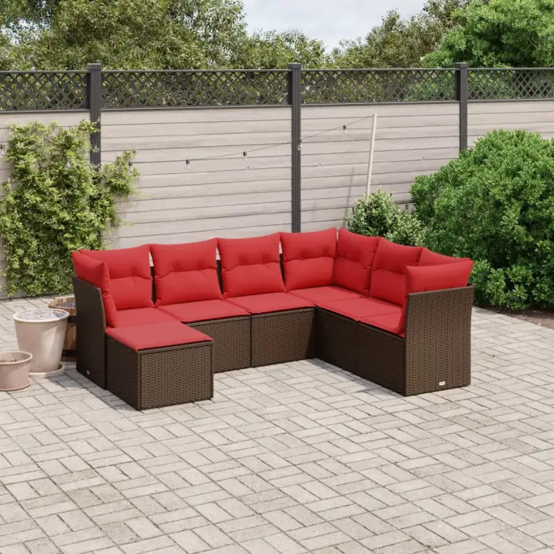 Loungeset van bruin materiaal en gepoedercoat staal voor buitenruimte - Bruin / Zonder tafel - Tuinsets