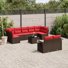 Loungeset van gepoedercoat staal met waterdichte tas en afmetingen - Bruin / Met tafel - Tuinsets