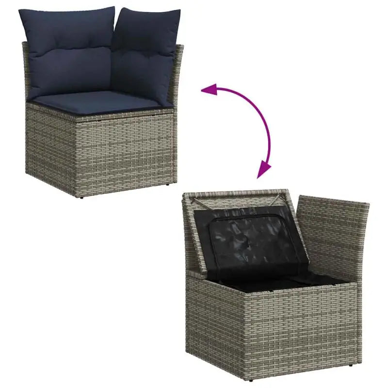 Loungeset van grijs materiaal met gepoedercoat staal en comfortabele afmetingen - Grijs - Tuinsets
