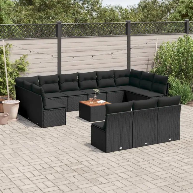 Loungeset van poly rattan met gepoedercoat staal voor jouw tuin of terras - Zwart - Tuinsets