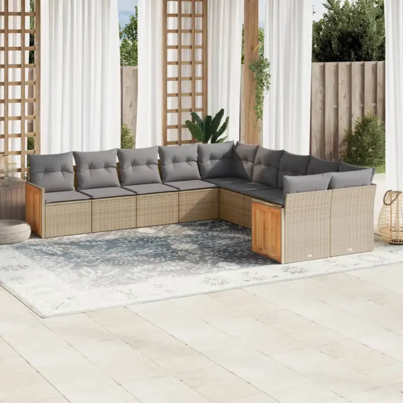 Loungeset van zwart materiaal en gepoedercoat staal voor tuin of terras - Beige en grijs / Zonder tafel - Tuinsets