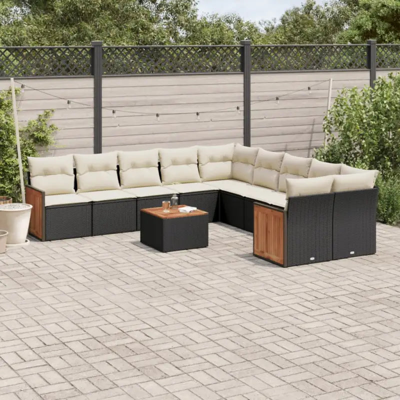 Loungeset van zwart materiaal en gepoedercoat staal voor tuin of terras - Tuinsets