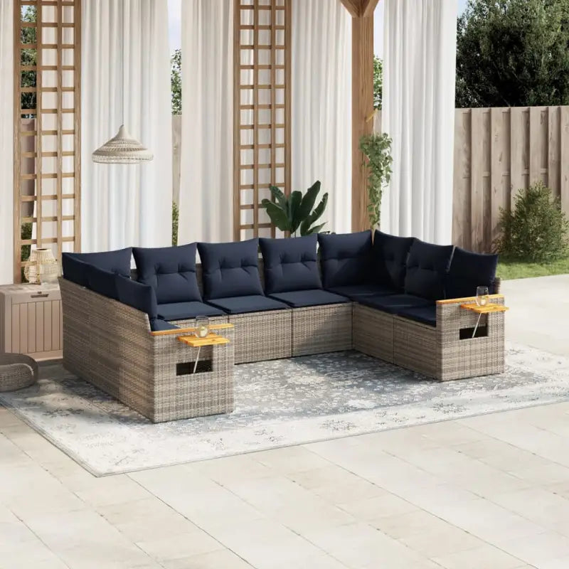 Loungeset voor tuin met grijs materiaal en gepoedercoat staal - Grijs / Zonder tafel - Tuinsets