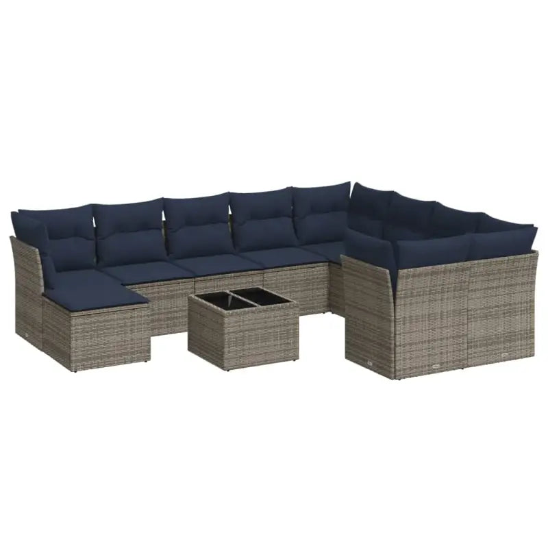 Loungeset voor tuin of terras met grijs materiaal en gepoedercoat staal - Tuinsets