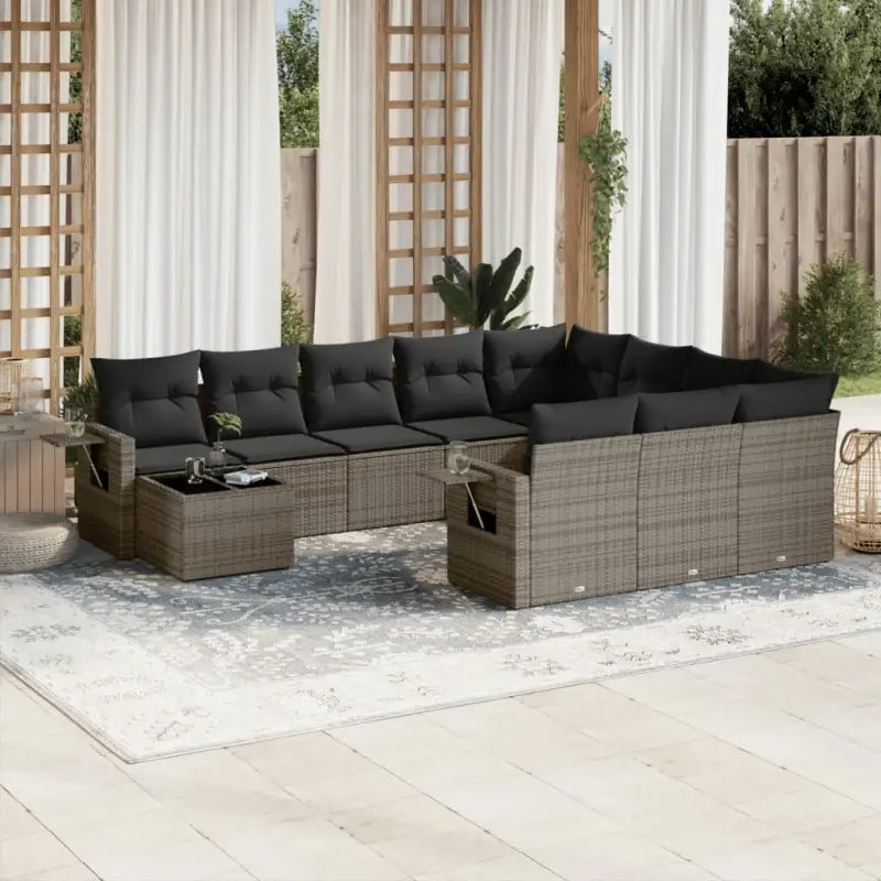 Loungéset voor tuin of terras met grijs materiaal en gepoedercoat staal - grijs en donkergrijs - Tuinsets