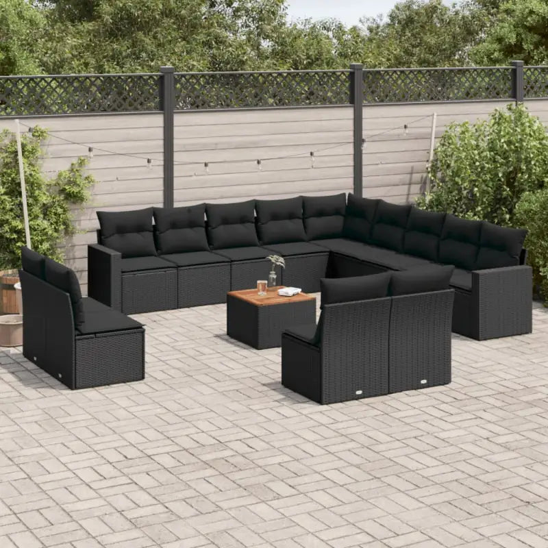Loungeset voor tuin of terras met grijs materiaal en gepoedercoat staal - Zwart - Tuinsets