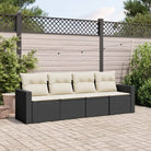 Loungetuig tuinset met poly rattan en comfortabele zitervaring - Zwart en crème / Zonder tafel - Tuinsets