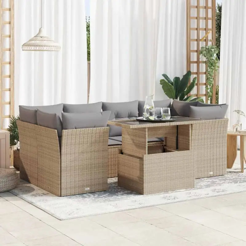 Loungetuig waterdichte zak beige materiaal en gepoedercoat staal - Beige en grijs / met opbergruimte - Tuinsets