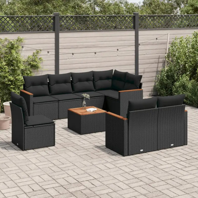 Loungetuinset in zwart materiaal met gepoedercoat staal afmetingen - Zwart / Met tafel - Tuinsets