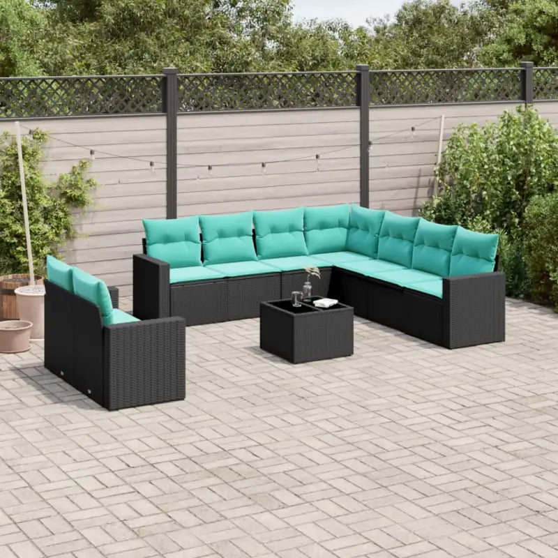 Loungetuinset van grijs materiaal met gepoedercoat staal en afmetingen - Zwart en blauw / Met tafel - Tuinsets