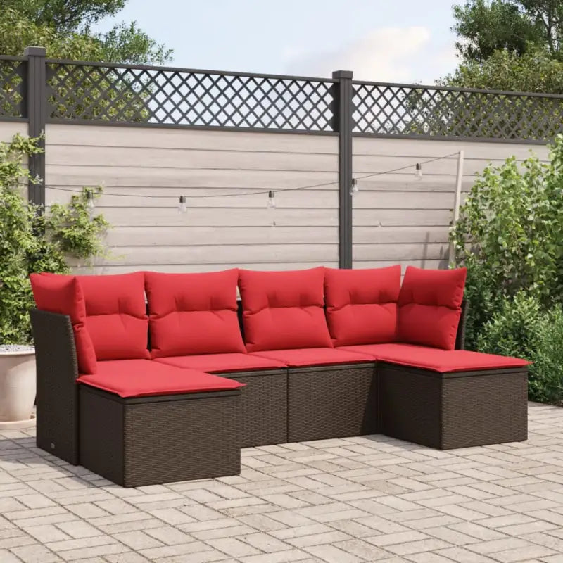 Loungetuinset van grijs materiaal met gepoedercoat staal afmetingen - Bruin en rood / Zonder tafel - Tuinsets