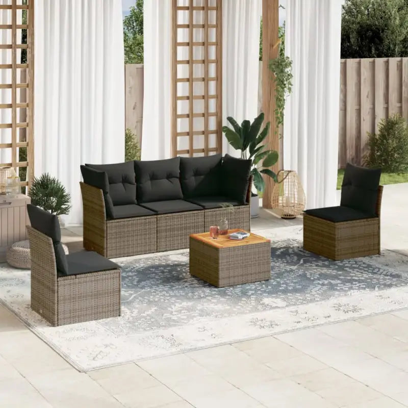 Loungetuinset van poly rattan en gepoedercoat staal met ideale afmetingen - Grijs - Tuinsets