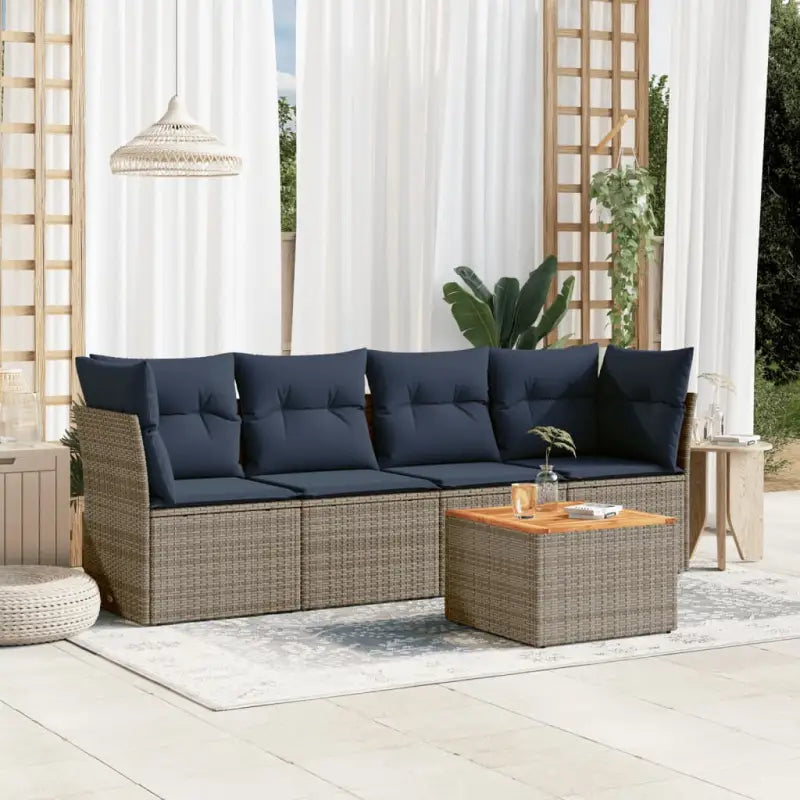 Loungetuinset van poly rattan en gepoedercoat staal met ruime afmetingen - Grijs - Tuinsets