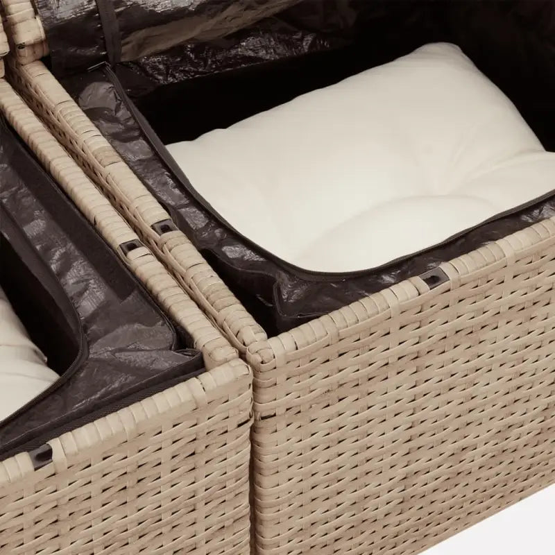LoungeTuinstoel Set in Beige Material met Waterdichte Tas en Gepoedercoat Staal - Tuinsets