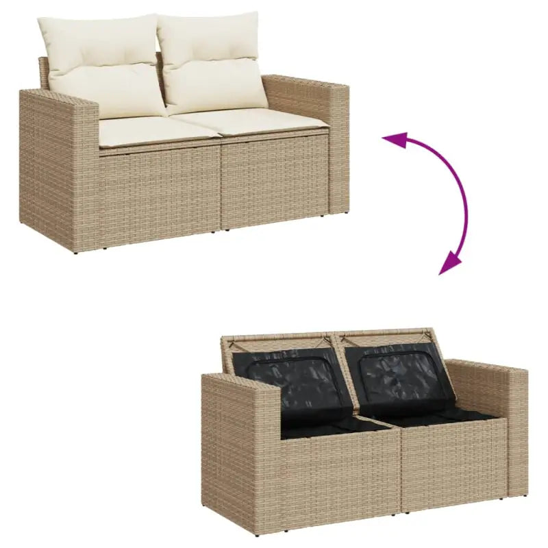 LoungeTuinstoel Set in Beige Material met Waterdichte Tas en Gepoedercoat Staal - Tuinsets