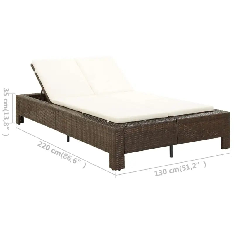 Luxe 2-persoons ligbed met poly rattan en gepoedercoat stalen frame - Tuinbedden