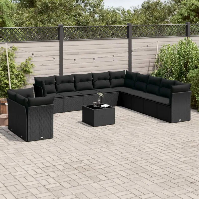 Luxe tuinset met poly rattan en comfortabele zitervaring - Zwart / Met tafel - Tuinsets