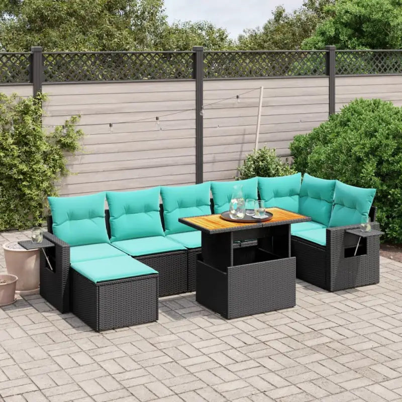 Luxe tuinsets in grijs materiaal met gepoedercoat staal en afmetingen - Zwart / Tafel + hoek + 3x midden - Tuinsets