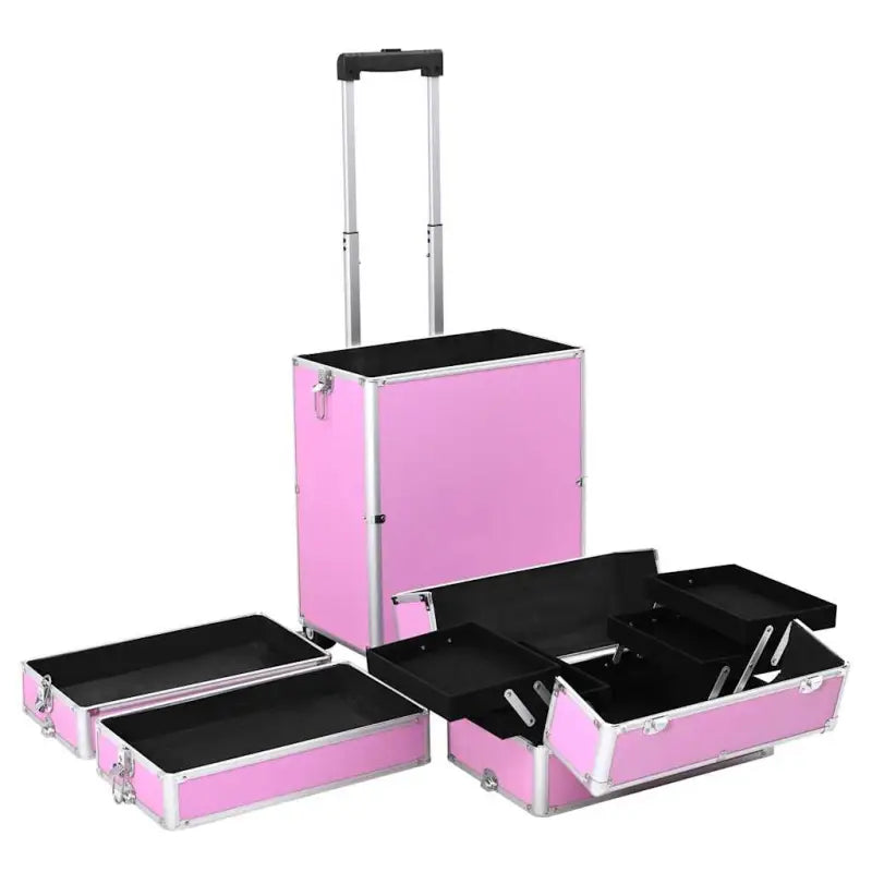 Make-up trolley met afneembare zwenkwielen voor georganiseerde schoonheid - Roze / 1 - Toilettassen