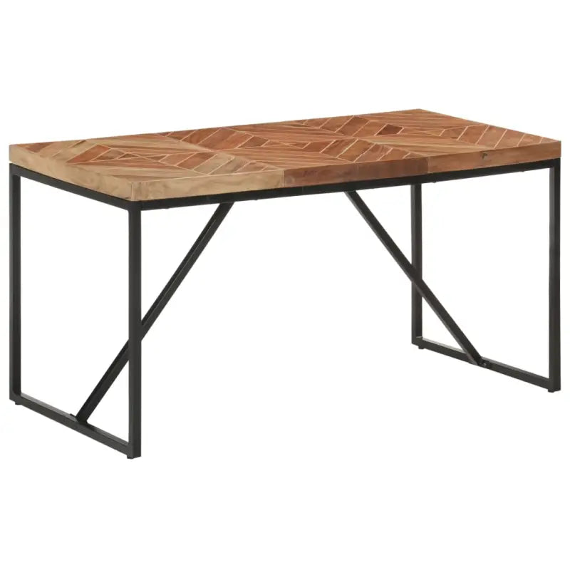 Massief acacia eettafel met industriële uitstraling voor woonkamer of keuken - Zwart / 140 x 70 x 76 cm / 1 - Eettafels