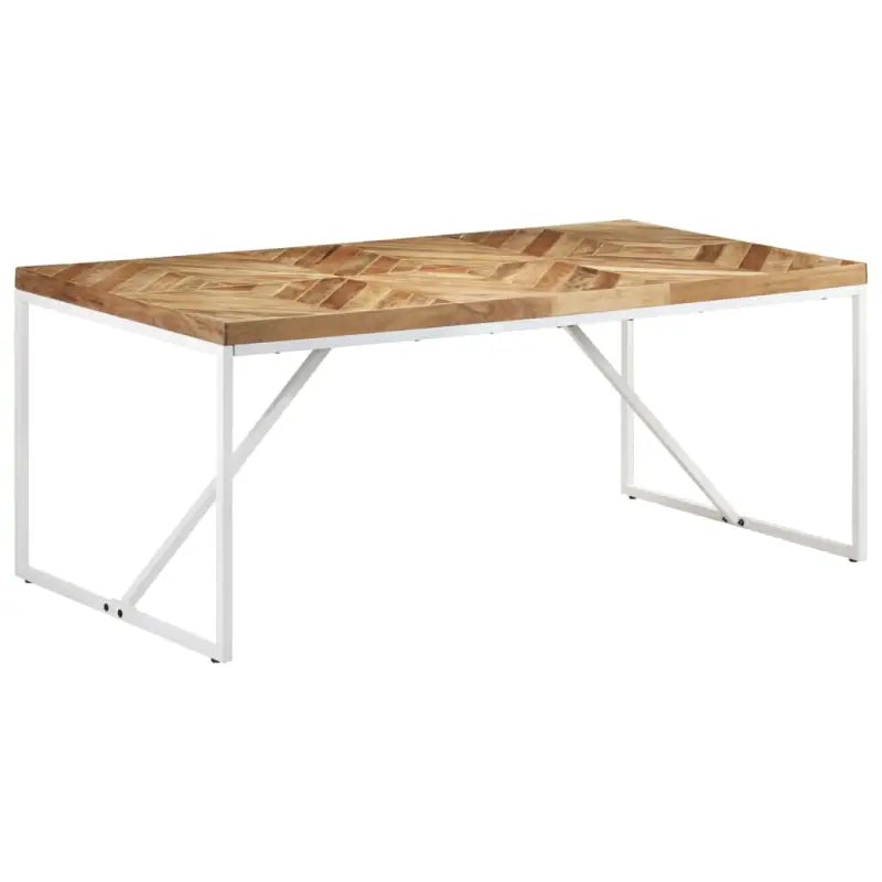 Massief acacia eettafel met industriële uitstraling voor woonkamer of keuken - Wit / 180 x 90 x 76 cm / 1 - Eettafels