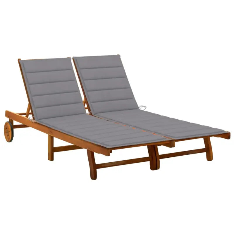 Massief acaciahout ligstoel voor ultiem ontspanning in de tuin - Grijs / 200 x 123 x 85 cm / 1 - Ligstoelen