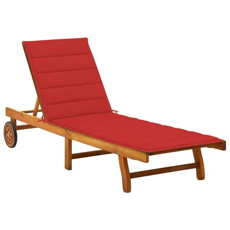 Massief acaciahout ligstoel voor ultiem ontspanning in de tuin - Rood / 200 x 63 x 85 cm / 1 - Ligstoelen