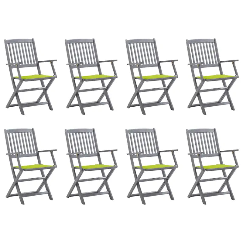Massief acaciahout tuinstoelen met kussens voor tuin en terras - Heldergroen / 8 - Tuinstoelen
