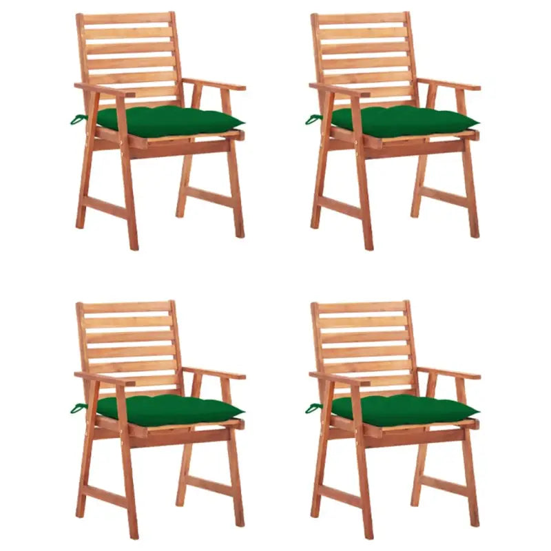 Massief acaciahout tuinstoelen set met kussens voor buiten eten - Groen / 4 - Tuinstoelen