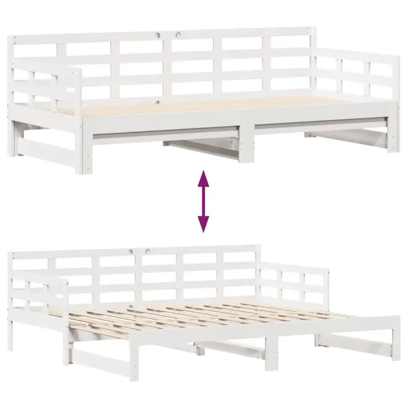 Massief Grenenhout 2-in-1 Slaapbank met Onderschuifbed - Bedden & bedframes