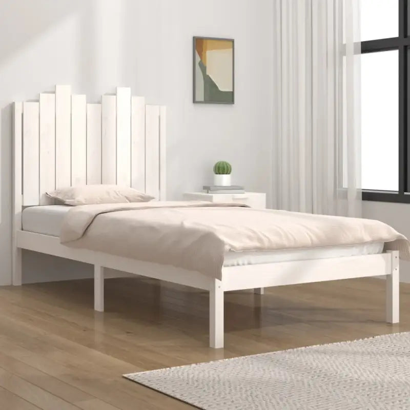Massief Grenenhout Bedframe met aanvullende ondersteuning voor een goede nachtrust - Wit / 75 x 190 cm - Bedden &