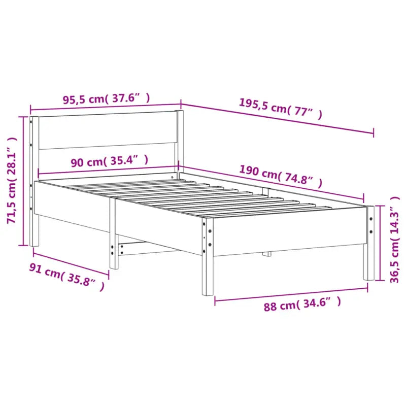 Massief Grenenhout Bedframe met multiplex lattenbodem voor uitstekende ondersteuning - Bedden & bedframes