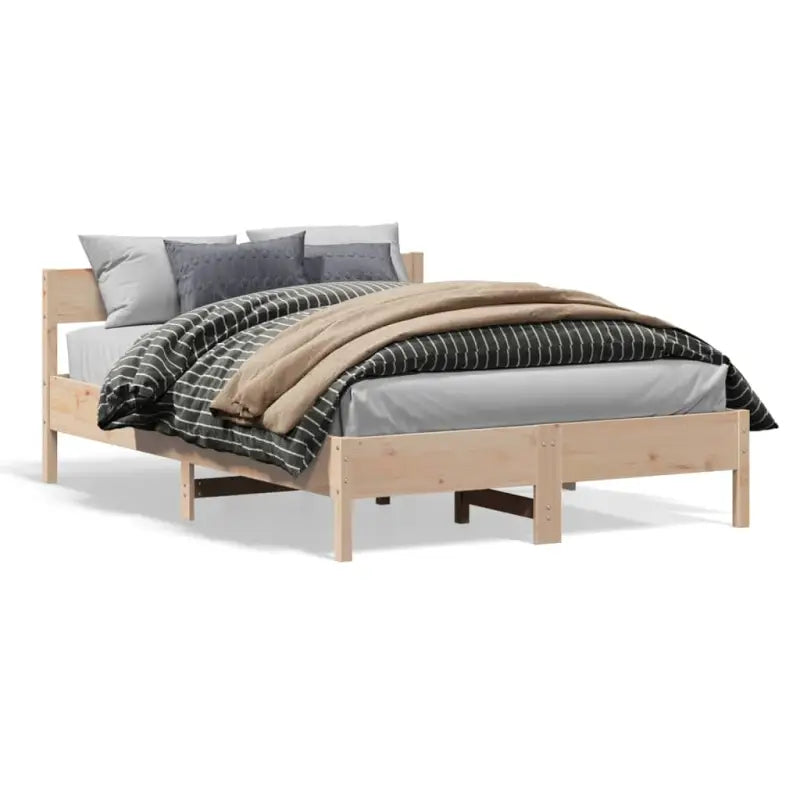 Massief Grenenhout Bedframe met multiplex lattenbodem voor uitstekende ondersteuning - Naturel / 150 x 200 cm - Bedden