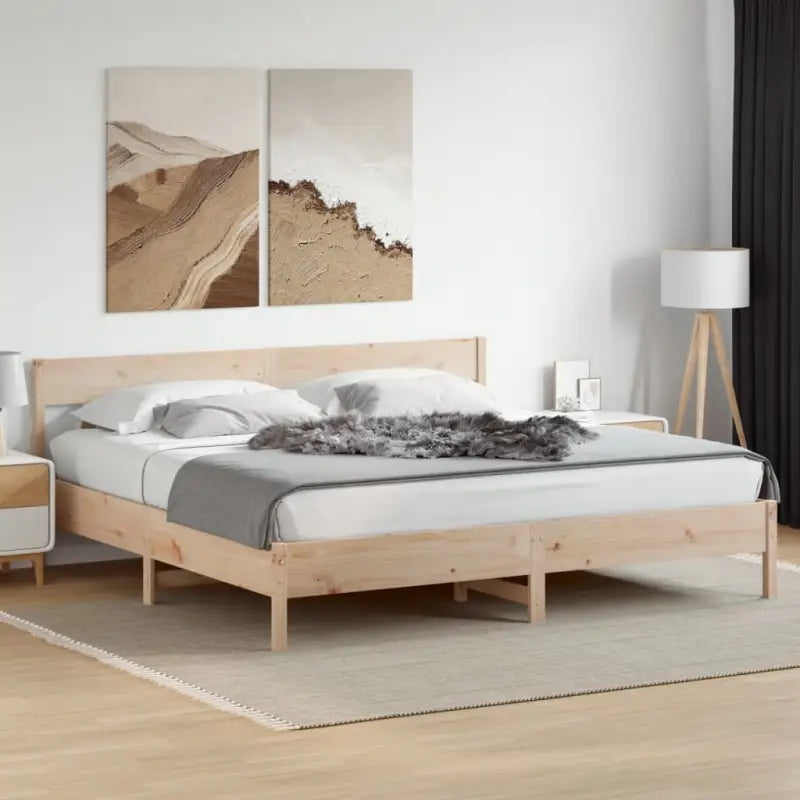 Massief Grenenhout Bedframe met Multiplex Lattenbodem voor Uitstekende Ondersteuning - Naturel / 200 x 200 cm - Bedden